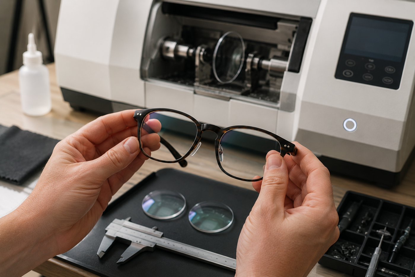 Optical professional assessing existing varifocal lenses