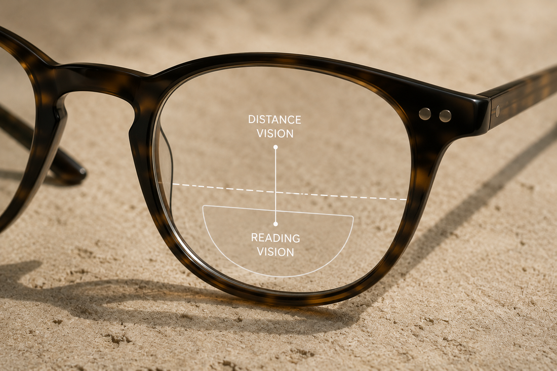 Bifocal lens with clearly defined viewing areas