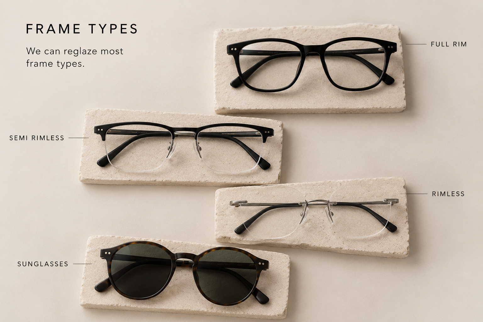 Different glasses frame styles