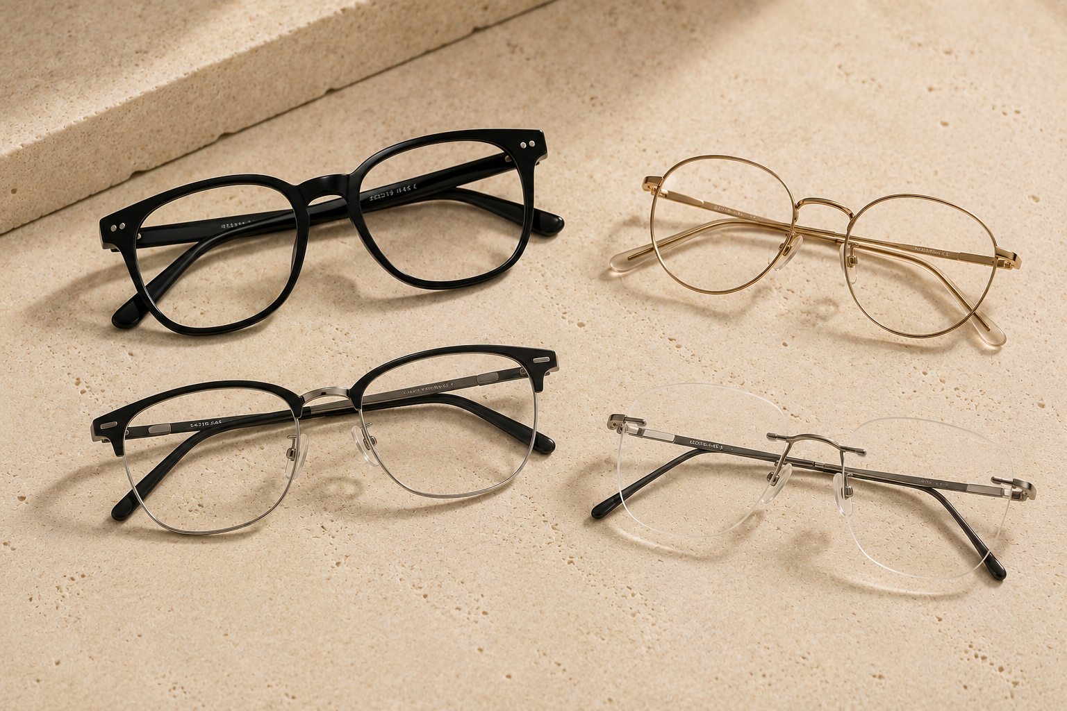 Different glasses frame styles