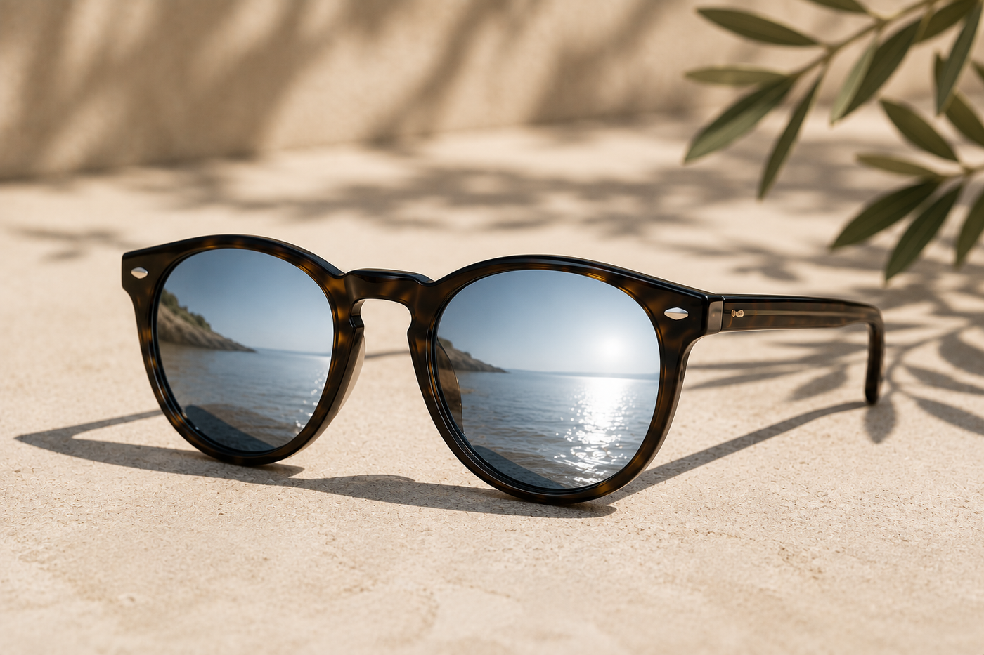 Sunglasses with reflective mirror-finish lenses